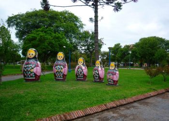 San Javier - Plaza de la Libertad - Monument of Russian Dolls to commemorate the Russian roots of the town.