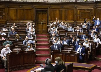 Cámara de Diputados durante la votación del proyecto de ley para dar personería jurídica a los sindicatos, el 21 de diciembre. Foto: Mauricio Zina