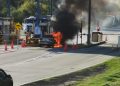 Se incendió un automóvil en el peaje.