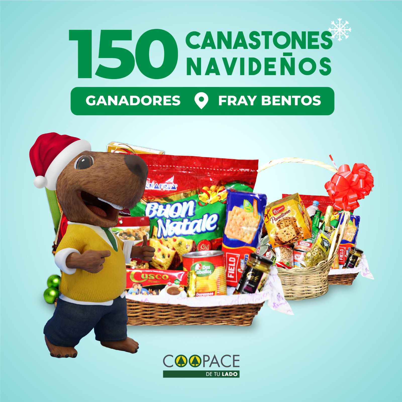 COOPACE sorteó 150 canastas navideñas.