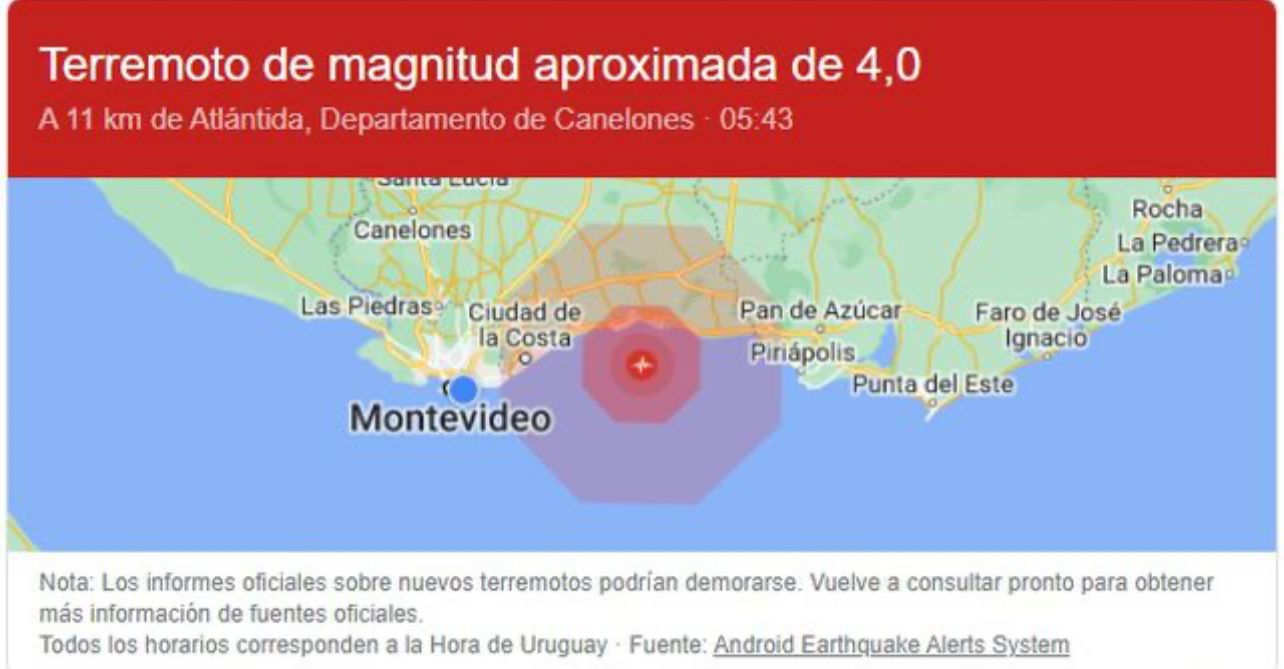 Esta mañana se registró un temblor en Uruguay.