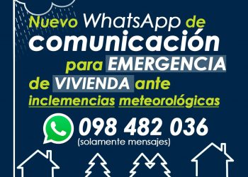 Nueva línea de whatsapp de la IRN para asistir a familias, cuyas viviendas hayan sido afectadas por inclemencias meteorológicas.